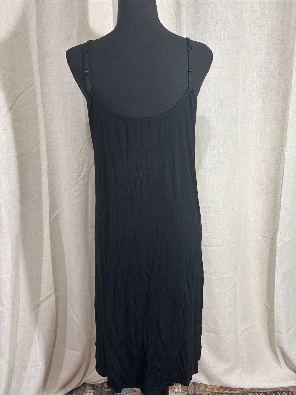 Black Slip Midi Dress with Built-in Bra